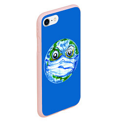 Чехол iPhone 7/8 матовый Злая планета Земля в маске, цвет: 3D-светло-розовый — фото 2