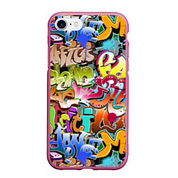 Чехол iPhone 7/8 матовый Надпись и краска граффити, цвет: 3D-малиновый