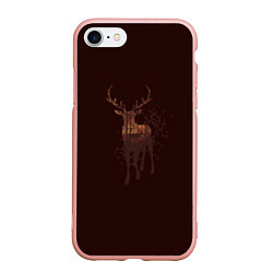 Чехол iPhone 7/8 матовый Силуэт оленя с осенним лесом