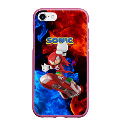 Чехол iPhone 7/8 матовый Knuckles Echidna - Sonic - Video game, цвет: 3D-малиновый