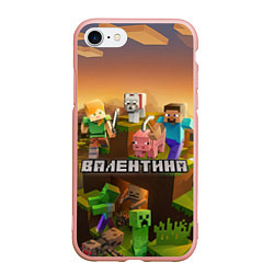 Чехол iPhone 7/8 матовый Валентина Minecraft, цвет: 3D-светло-розовый
