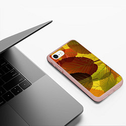 Чехол iPhone 7/8 матовый Осенние крупные листья, цвет: 3D-светло-розовый — фото 2