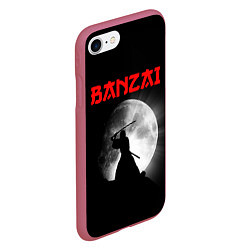 Чехол iPhone 7/8 матовый Banzai - самурай, цвет: 3D-малиновый — фото 2