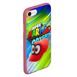 Чехол iPhone 7/8 матовый Super Mario Odyssey - Nintendo - Бейсболка, цвет: 3D-малиновый — фото 2