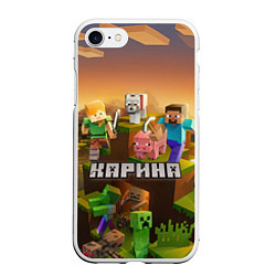 Чехол iPhone 7/8 матовый Карина Minecraft, цвет: 3D-белый