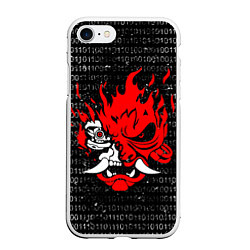 Чехол iPhone 7/8 матовый Двоичный код - Cyberpunk 2077