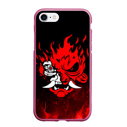 Чехол iPhone 7/8 матовый Cyberpunk 2077 - Логотип в огне