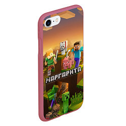Чехол iPhone 7/8 матовый Маргарита Minecraft, цвет: 3D-малиновый — фото 2