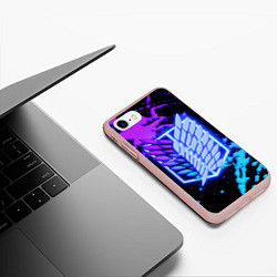 Чехол iPhone 7/8 матовый Attack on Titan neon, цвет: 3D-светло-розовый — фото 2