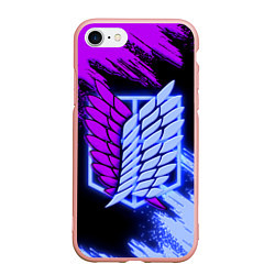 Чехол iPhone 7/8 матовый Attack on Titan logo neon