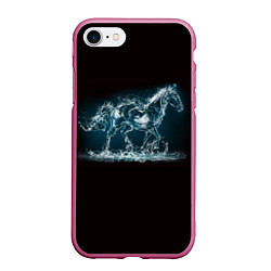 Чехол iPhone 7/8 матовый Лошадь из водяных капель, цвет: 3D-малиновый
