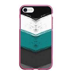Чехол iPhone 7/8 матовый Абстрактный полосатый серо-бирюзовый узор, цвет: 3D-малиновый