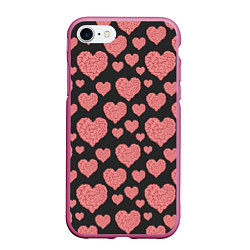 Чехол iPhone 7/8 матовый Сердце-мозг, цвет: 3D-малиновый