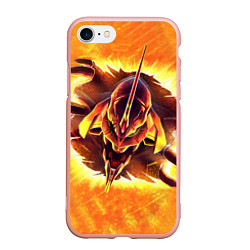 Чехол iPhone 7/8 матовый Evangelion fire, цвет: 3D-светло-розовый