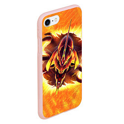 Чехол iPhone 7/8 матовый Evangelion fire, цвет: 3D-светло-розовый — фото 2