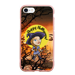 Чехол iPhone 7/8 матовый Happy Halloween - Witch, цвет: 3D-светло-розовый