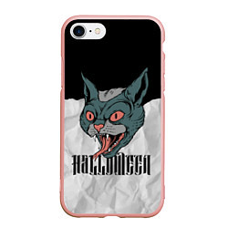 Чехол iPhone 7/8 матовый Happy Halloween - wild cat, цвет: 3D-светло-розовый