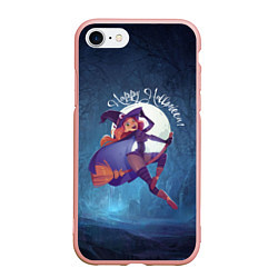 Чехол iPhone 7/8 матовый Happy halloween - beautiful witch, цвет: 3D-светло-розовый