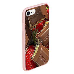 Чехол iPhone 7/8 матовый Клубника и шоколад Рошен, цвет: 3D-светло-розовый — фото 2