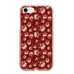 Чехол iPhone 7/8 матовый Череп и полоски, цвет: 3D-светло-розовый