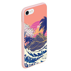 Чехол iPhone 7/8 матовый Ретро дизайн большие волны, пальмы и абстрактные г, цвет: 3D-светло-розовый — фото 2