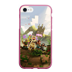 Чехол iPhone 7/8 матовый Джунгли - Майнкрафт, цвет: 3D-малиновый