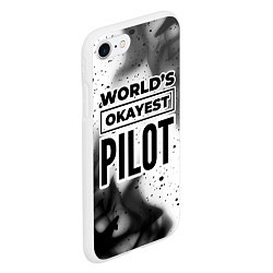 Чехол iPhone 7/8 матовый Worlds okayest pilot - white, цвет: 3D-белый — фото 2