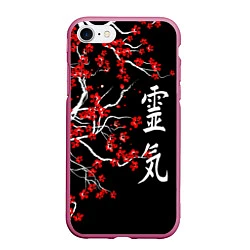 Чехол iPhone 7/8 матовый Сакура в цвету, цвет: 3D-малиновый