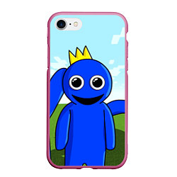 Чехол iPhone 7/8 матовый Blue: Rainbow Friends, цвет: 3D-малиновый