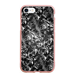 Чехол iPhone 7/8 матовый Стальные узоры, цвет: 3D-светло-розовый