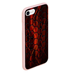 Чехол iPhone 7/8 матовый Соты на красном фоне, цвет: 3D-светло-розовый — фото 2