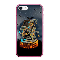 Чехол iPhone 7/8 матовый Хэллоуин - мумия, цвет: 3D-малиновый