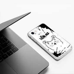 Чехол iPhone 7/8 матовый Blink 182 рок кот на светлом фоне, цвет: 3D-белый — фото 2