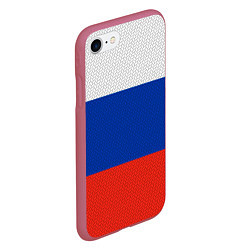 Чехол iPhone 7/8 матовый Триколор - флаг России плетёный, цвет: 3D-малиновый — фото 2