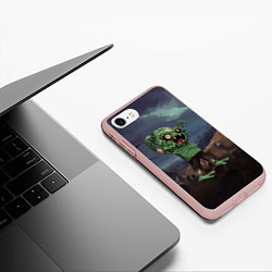 Чехол iPhone 7/8 матовый Ктулху на кладбище, цвет: 3D-светло-розовый — фото 2