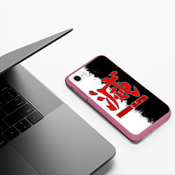 Чехол iPhone 7/8 матовый Demon Slayer - красный логотип истребителя, цвет: 3D-малиновый — фото 2