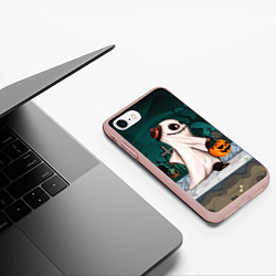 Чехол iPhone 7/8 матовый Приведение на хэллоуин, цвет: 3D-светло-розовый — фото 2