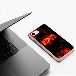 Чехол iPhone 7/8 матовый Fire love, цвет: 3D-светло-розовый — фото 2