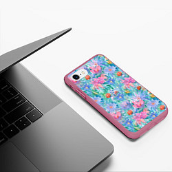 Чехол iPhone 7/8 матовый Цветущий луг абстракция акварель, цвет: 3D-малиновый — фото 2