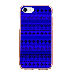 Чехол iPhone 7/8 матовый Скандинавский орнамент Синий кобальт, цвет: 3D-светло-розовый