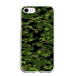 Чехол iPhone 7/8 матовый Камуфляж лесной пиксель, цвет: 3D-белый