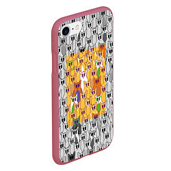 Чехол iPhone 7/8 матовый Котики в прямоугольнике, цвет: 3D-малиновый — фото 2