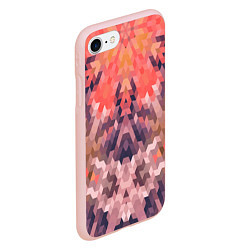 Чехол iPhone 7/8 матовый Оранжево-коричневый абстрактный геометрический узо, цвет: 3D-светло-розовый — фото 2