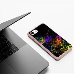 Чехол iPhone 7/8 матовый Абстрактные брызги краски, цвет: 3D-светло-розовый — фото 2