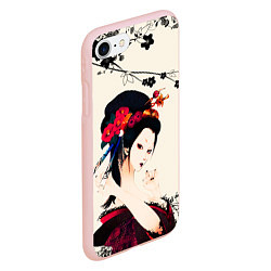 Чехол iPhone 7/8 матовый Японская девушка, цвет: 3D-светло-розовый — фото 2