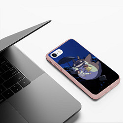 Чехол iPhone 7/8 матовый Night flight Totoro, цвет: 3D-светло-розовый — фото 2