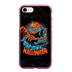 Чехол iPhone 7/8 матовый Жуткий Хэллоуин Halloween, цвет: 3D-малиновый