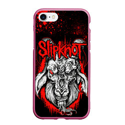 Чехол iPhone 7/8 матовый Slipknot - красный козел, цвет: 3D-малиновый