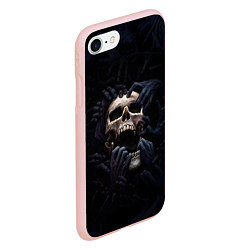 Чехол iPhone 7/8 матовый Hands on skull, цвет: 3D-светло-розовый — фото 2