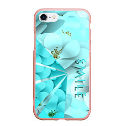 Чехол iPhone 7/8 матовый Нежный цветочный smile, цвет: 3D-светло-розовый